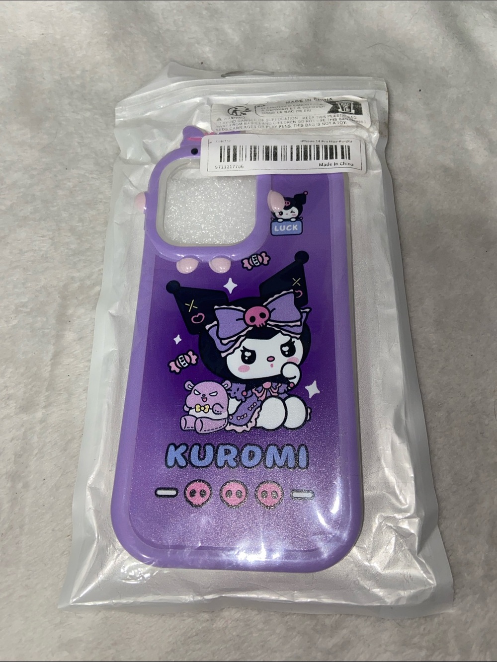Kuromi Purple Cute Character Silicone iPhone 14 Pro Case